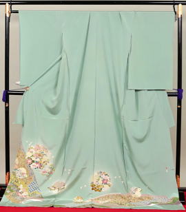 正絹最新柄、正絹京加賀色留袖、グリーン|irtn-1007|色留袖レンタル大阪