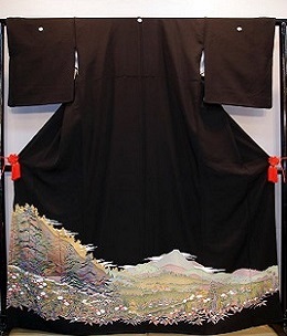 正絹手描き京加賀友禅黒留袖|tr018|レンタル大阪