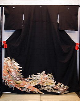 正絹手描き京友禅黒留袖|tr-011|レンタル大阪