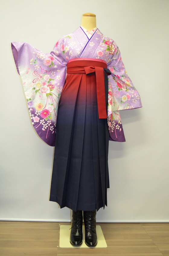 紫ピンク小袖|H-013|袴レンタル|大阪。地下鉄都島駅徒歩1分