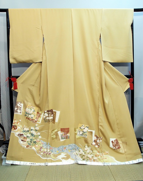 正絹高級色留袖・金茶【IRT-103】高級呉服販売・着物レンタル・大阪